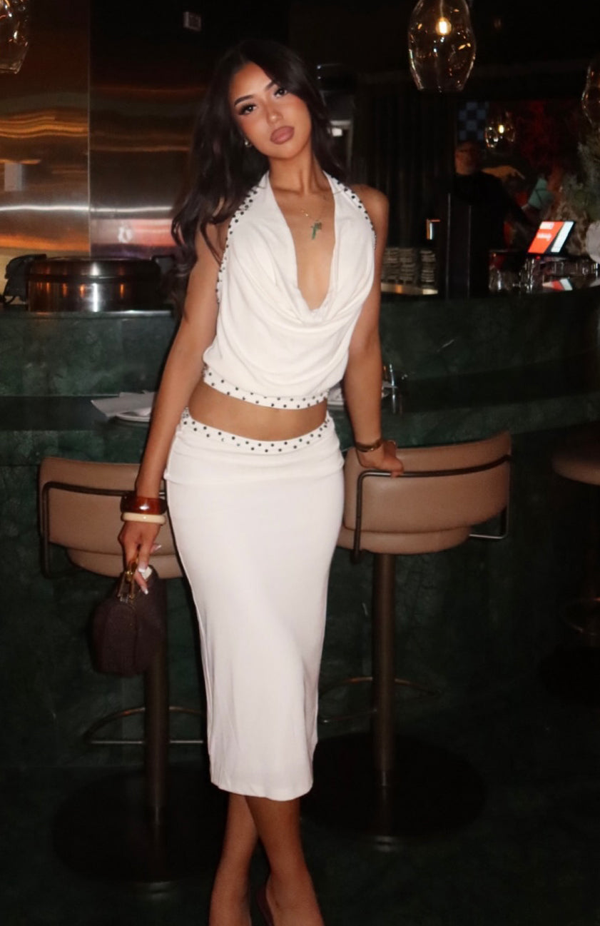 Sky Terrace Midi Skirt Cream