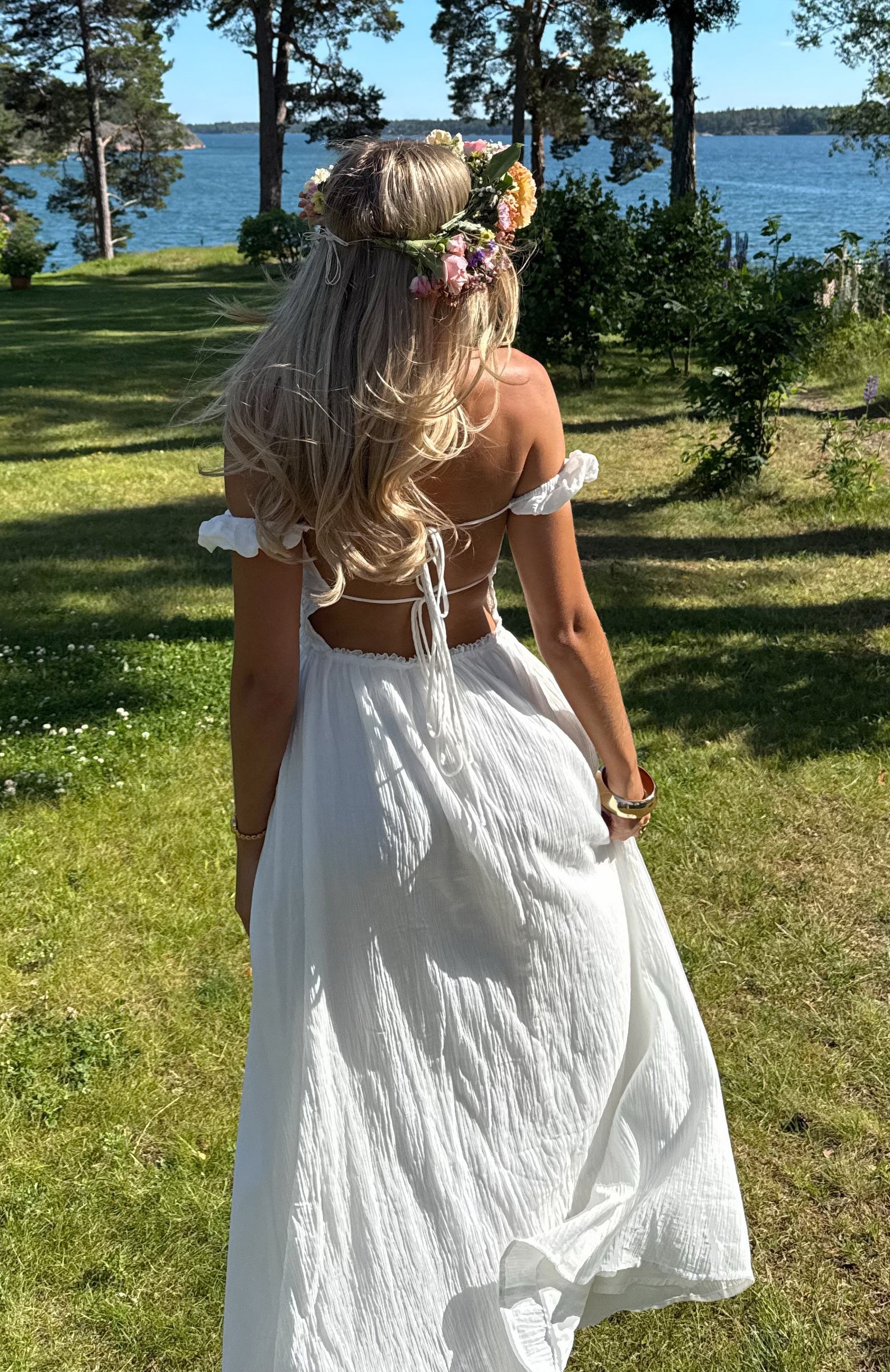 High Views Off Shoulder Maxi Dress White