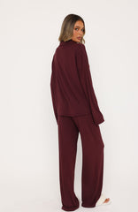 Pillow Talk Long Sleeve Pyjama Set Burgundy