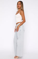 Bring The Style Low Rise Wide Leg Jeans Glacier Blue Wash