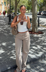 Bring The Style Low Rise Wide Leg Jeans Sesame Wash