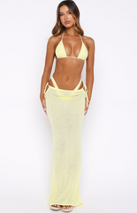 Costa Del Sol Knit Maxi Skirt Lemon