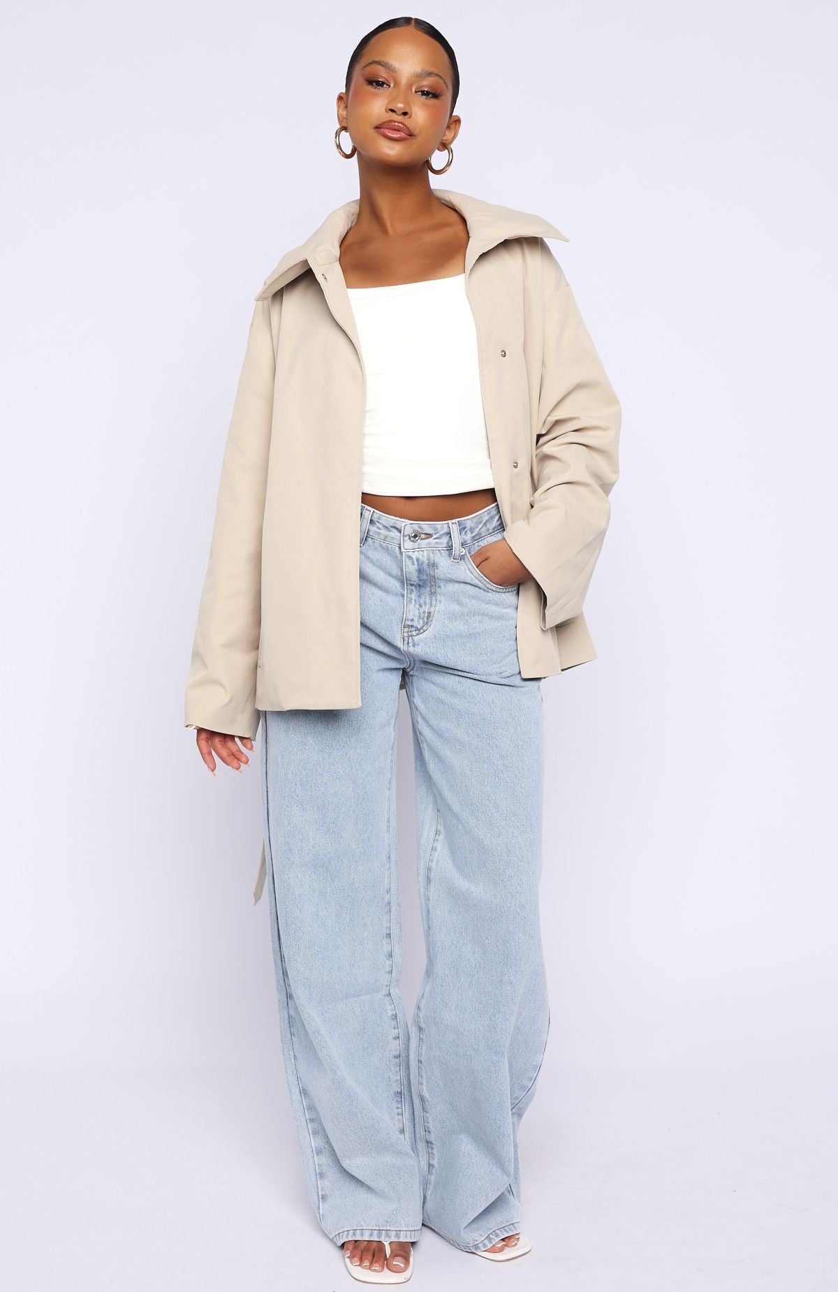 Could Touch Cropped Trench Jacket Sand