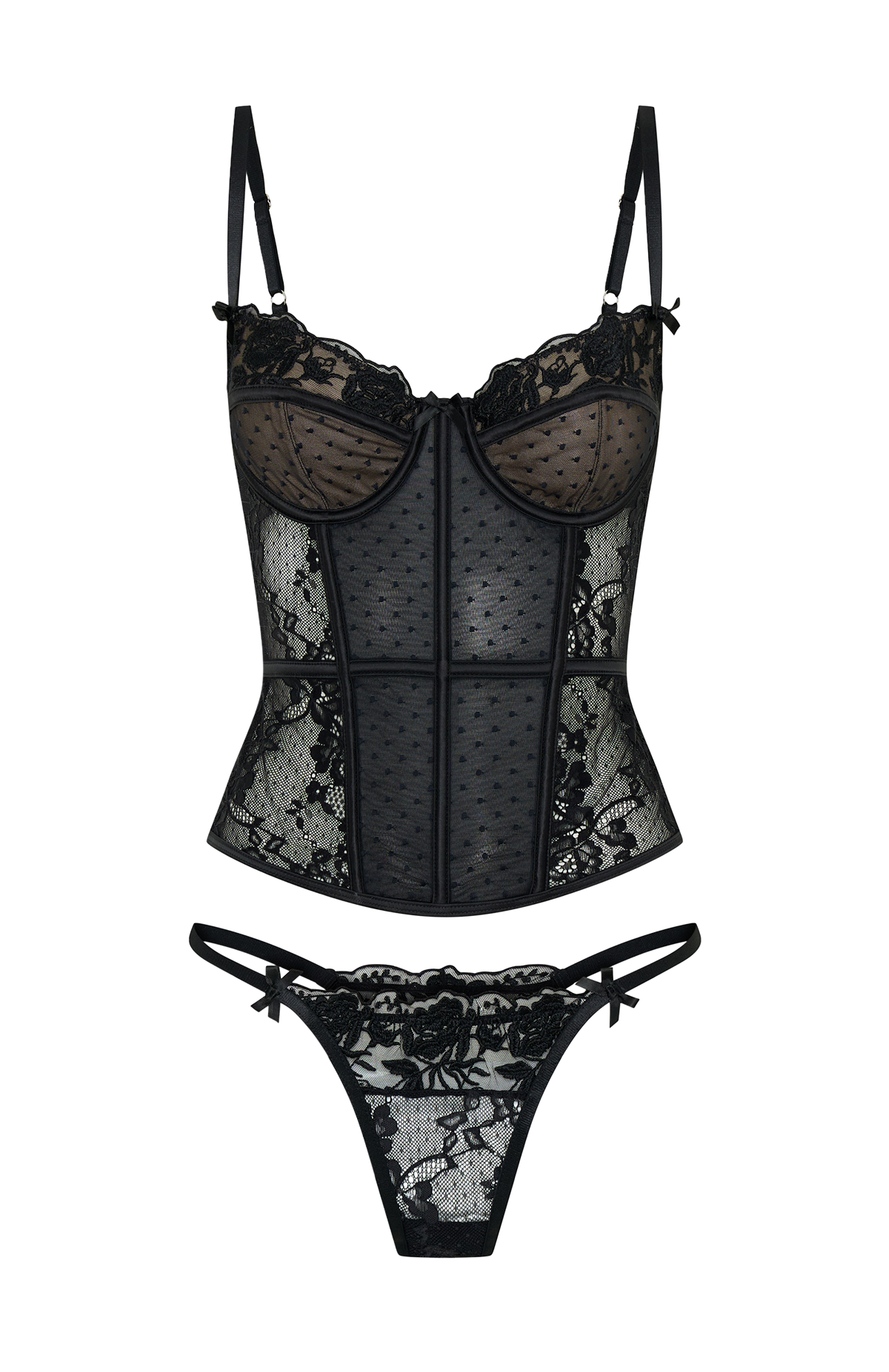 Cherished Heart Lingerie Set Black