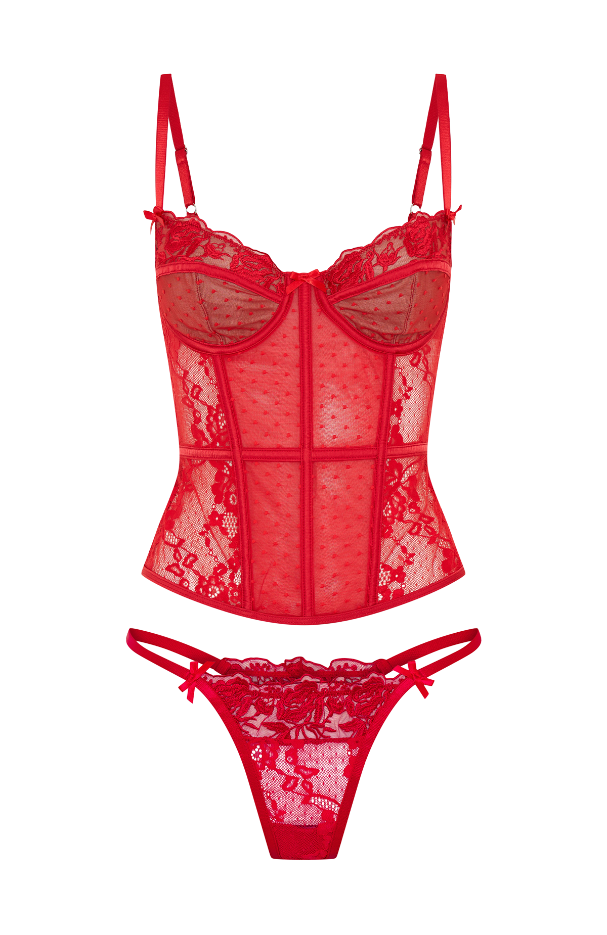 Cherished Heart Lingerie Set Red