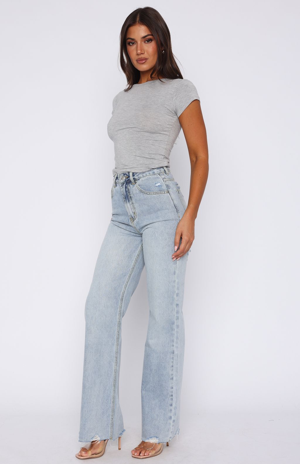 Alana High Waisted Straight Leg Jeans Light Blue Wash