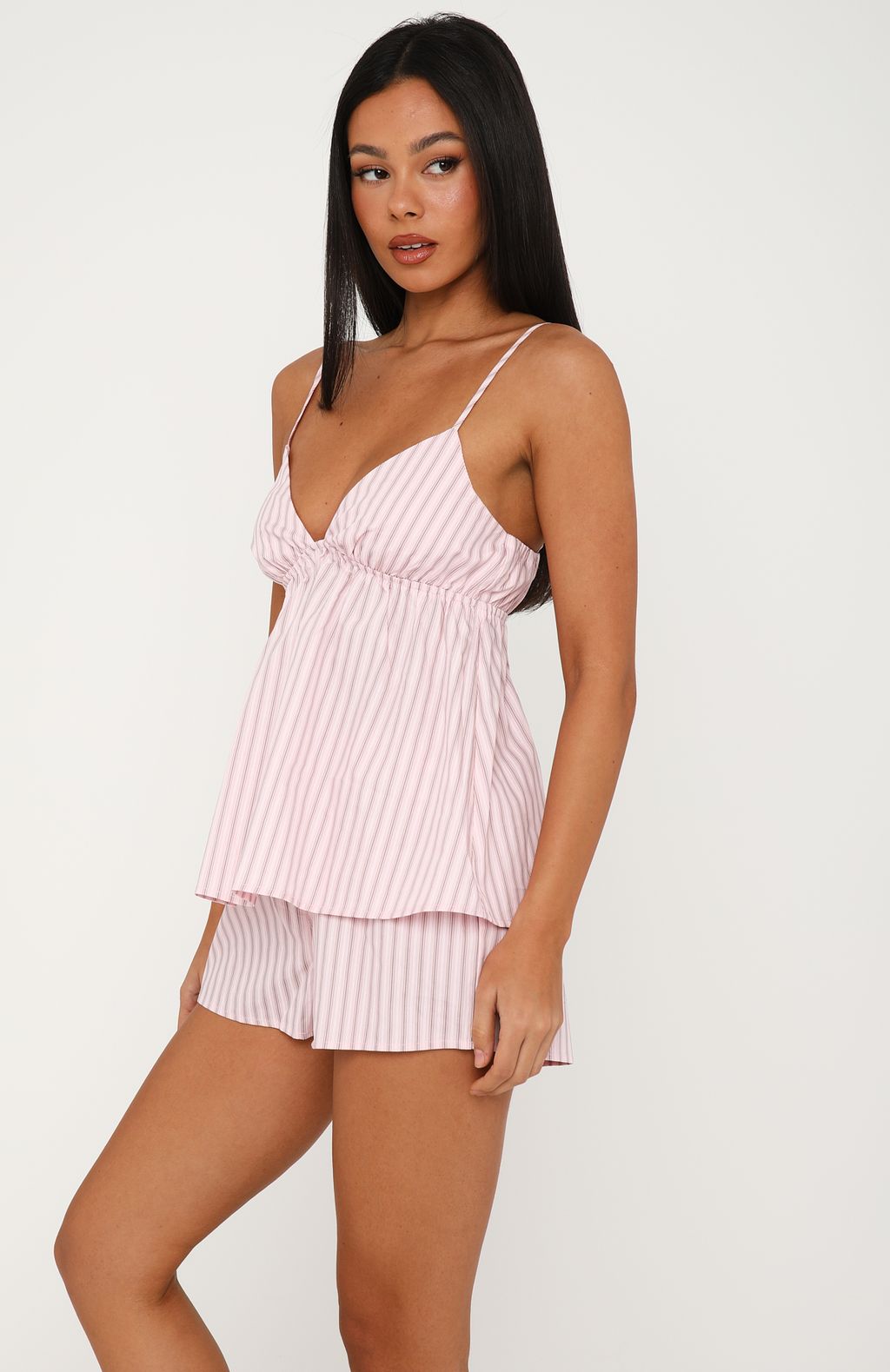 Sleepy Head Pyjama Shorts Pink/Grey Stripe