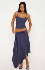 Free All Night Midi Skirt Steel