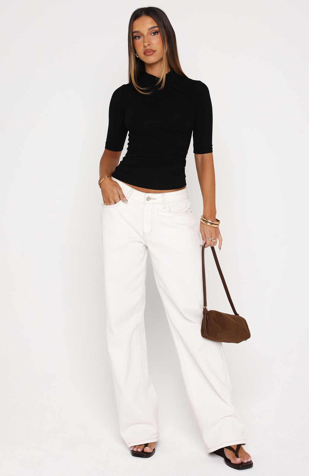Quiet Crush 3/4 Sleeve Top Black