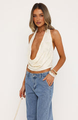 Come Back For More Cowl Halter Top Cream