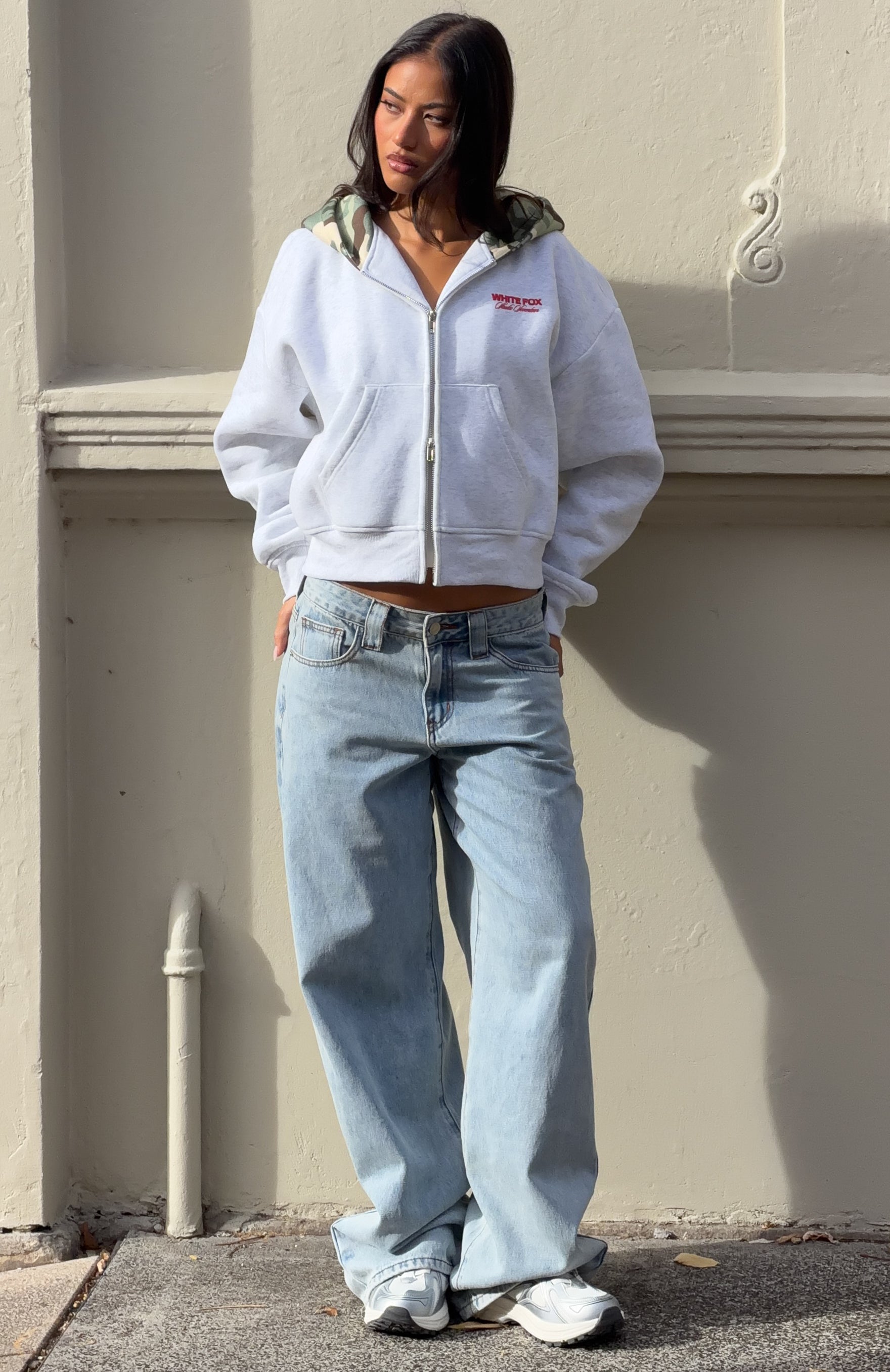 Studio 17 Winona Boxy Zip Front Hoodie Grey Marle