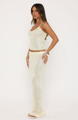 Star Shining Sequin Knit Maxi Skirt Lemon