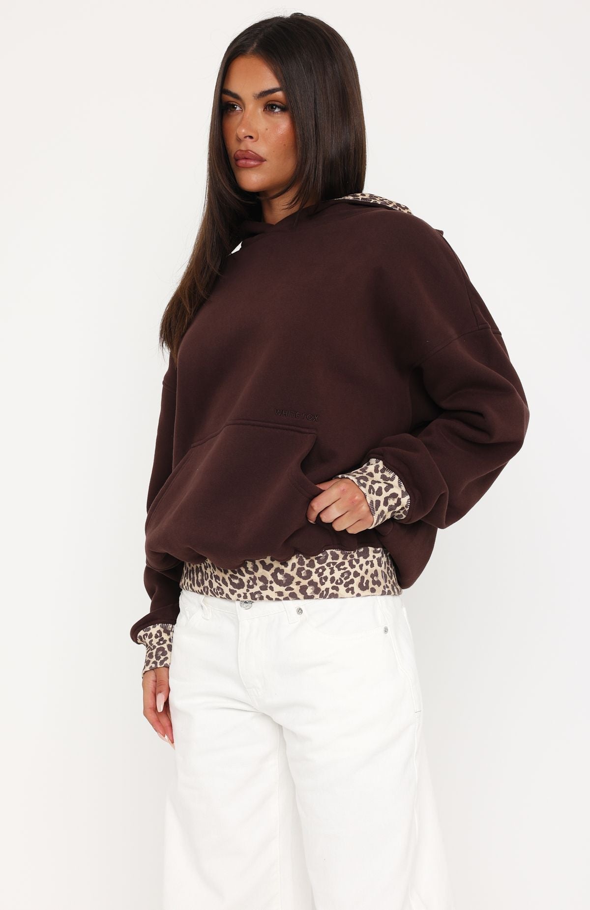 Wild Thing Leopard Oversized Hoodie Chocolate