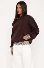 Wild Thing Leopard Oversized Hoodie Chocolate
