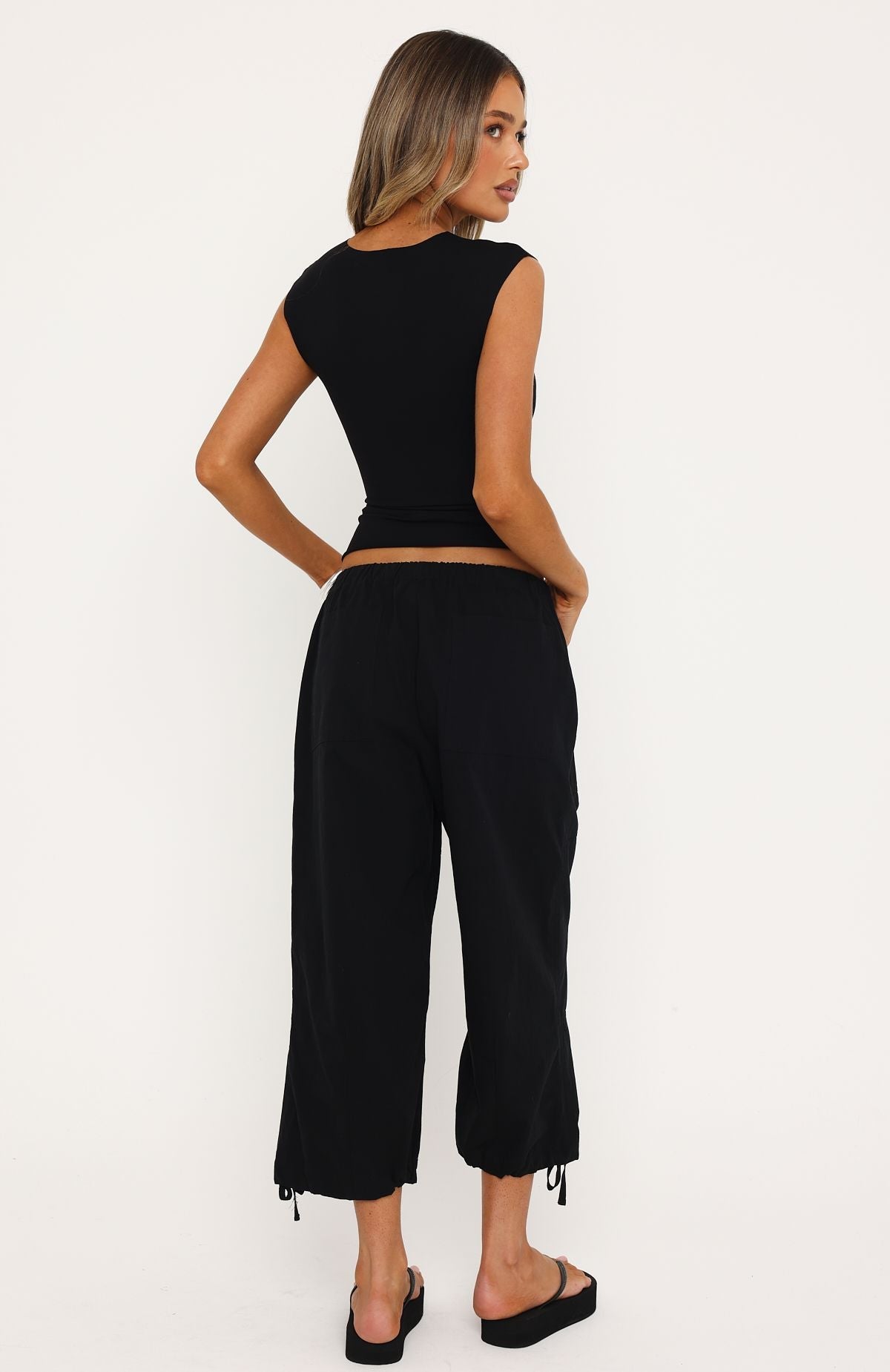 Date Me Capri Cargo Pants Black