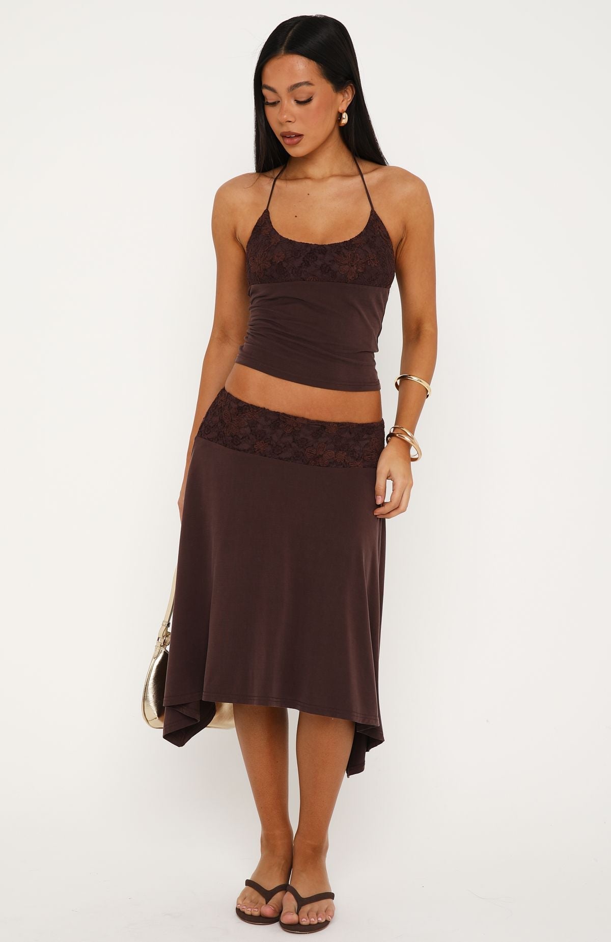 Cool Chaos Midi Skirt Chocolate