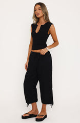 Date Me Capri Cargo Pants Black