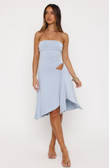 All Eyes Here Strapless Midi Dress Baby Blue