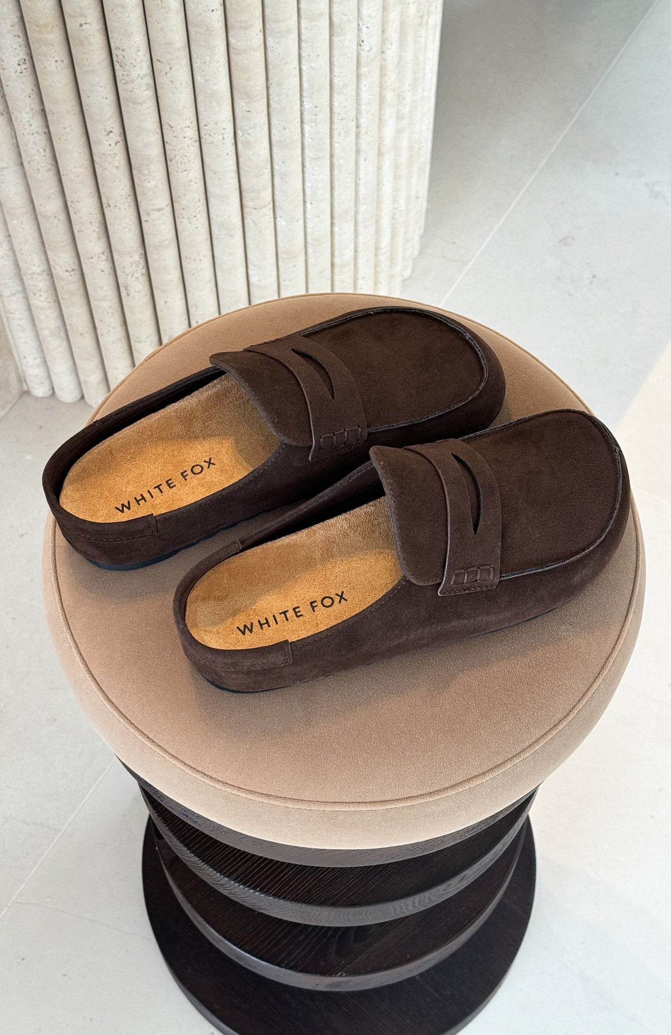 Cayson Loafer Slides Chocolate Faux Suede