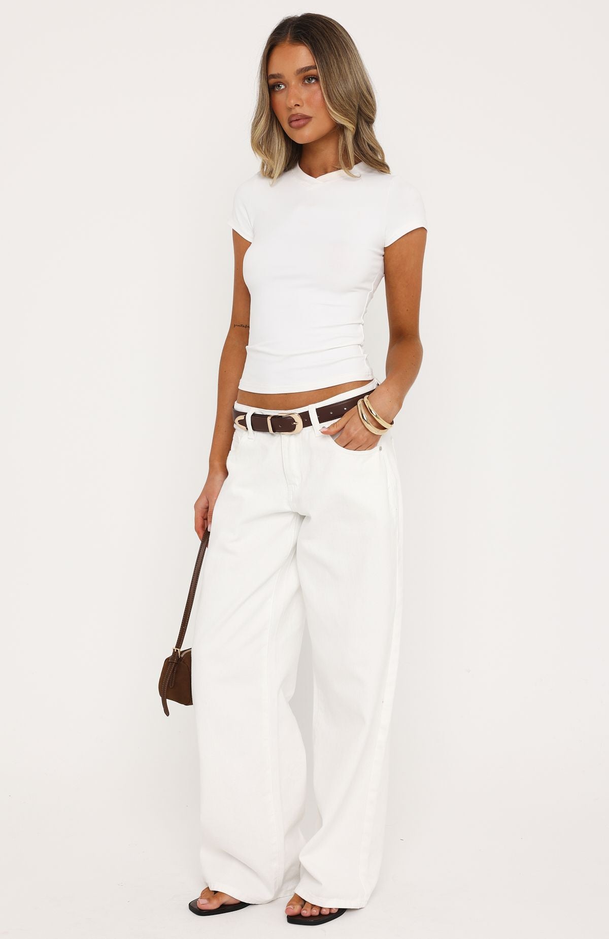 Maeve Low Rise Wide Leg Jeans White