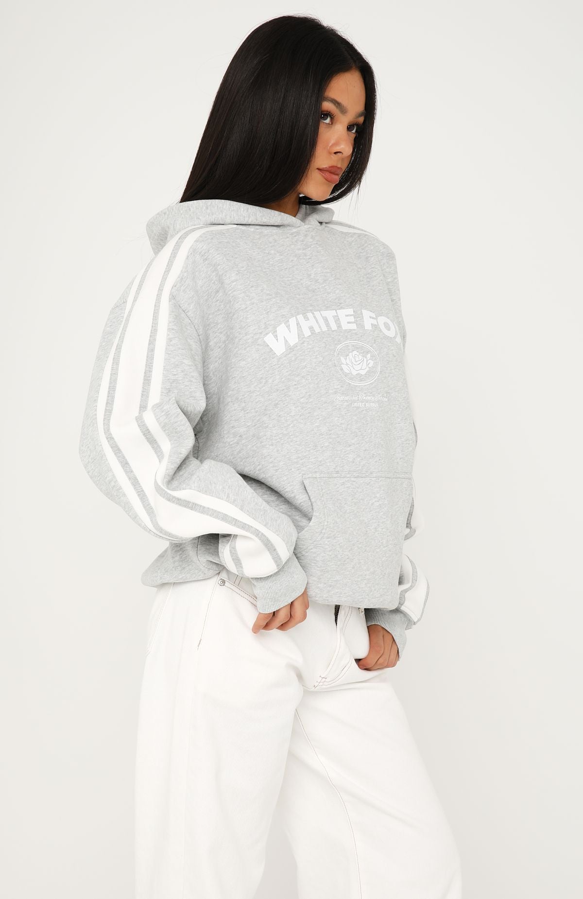 We're On A Roll Oversized Hoodie Dark Grey Marle