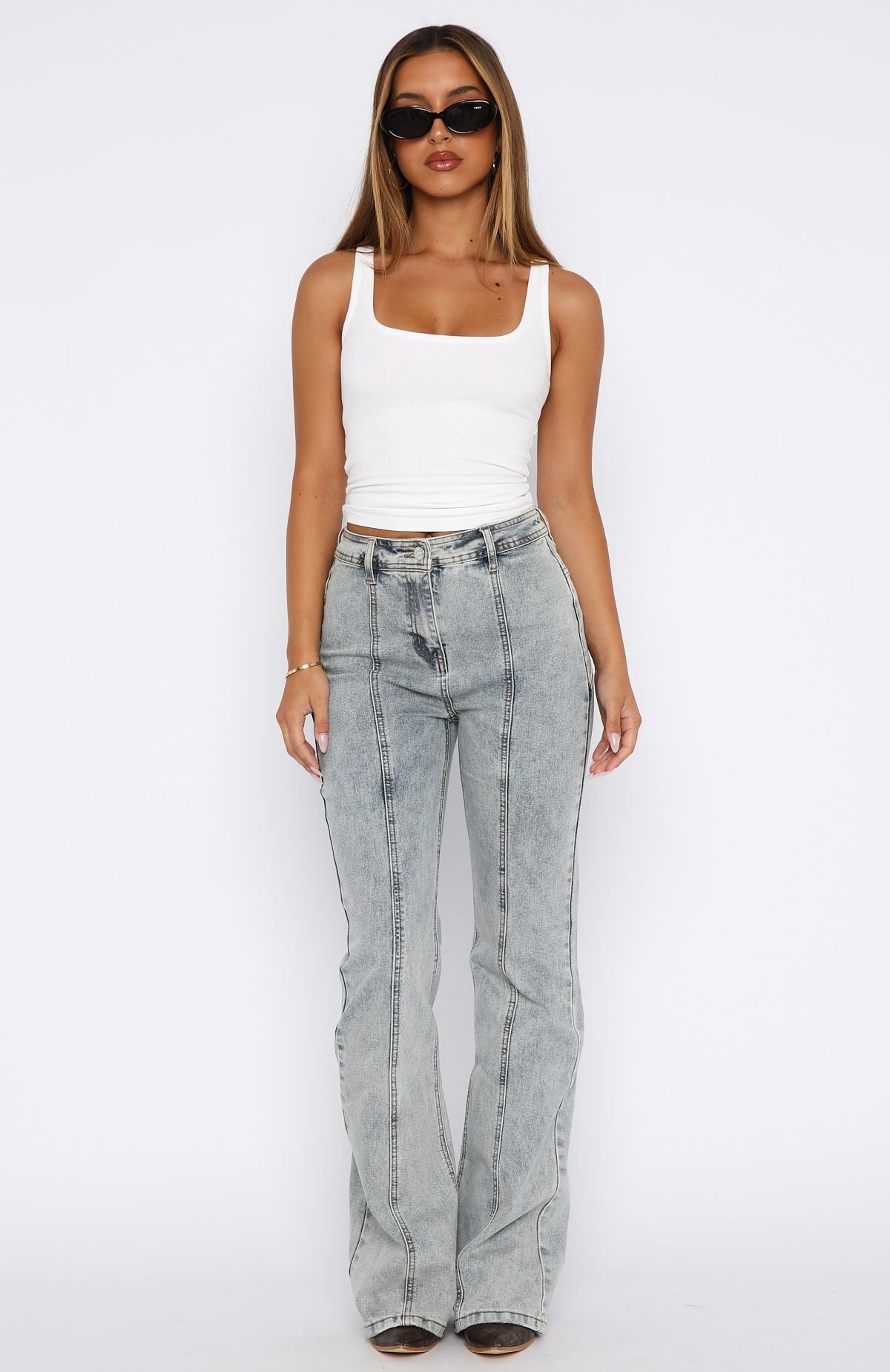 Zoe High Rise Bootleg Jeans Light Blue Acid Wash