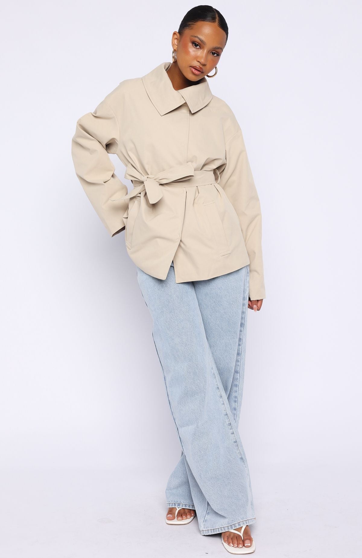 Could Touch Cropped Trench Jacket Sand