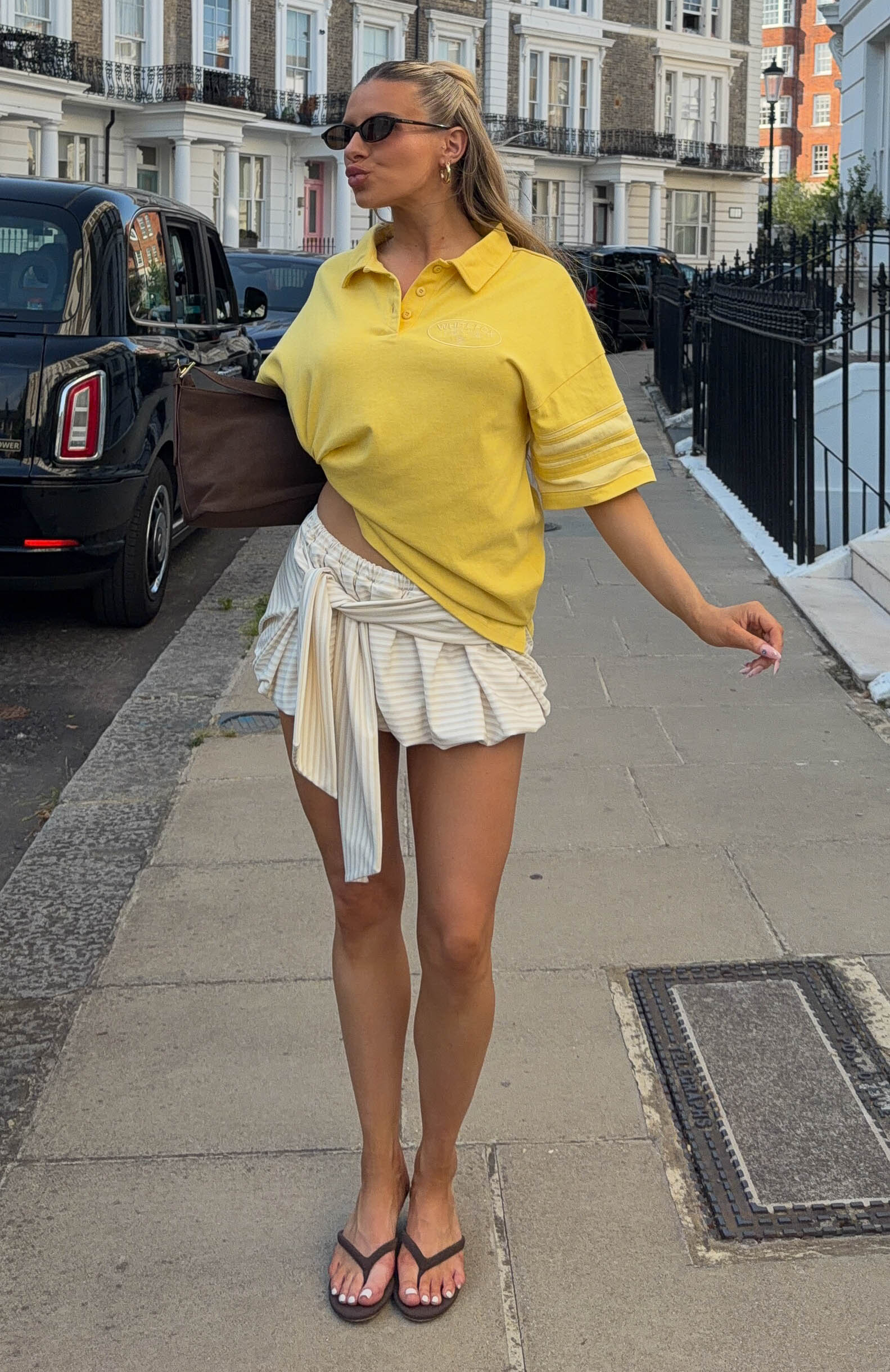 Golden Hour Glow Oversized Short Sleeve Rugby Shirt Mustard