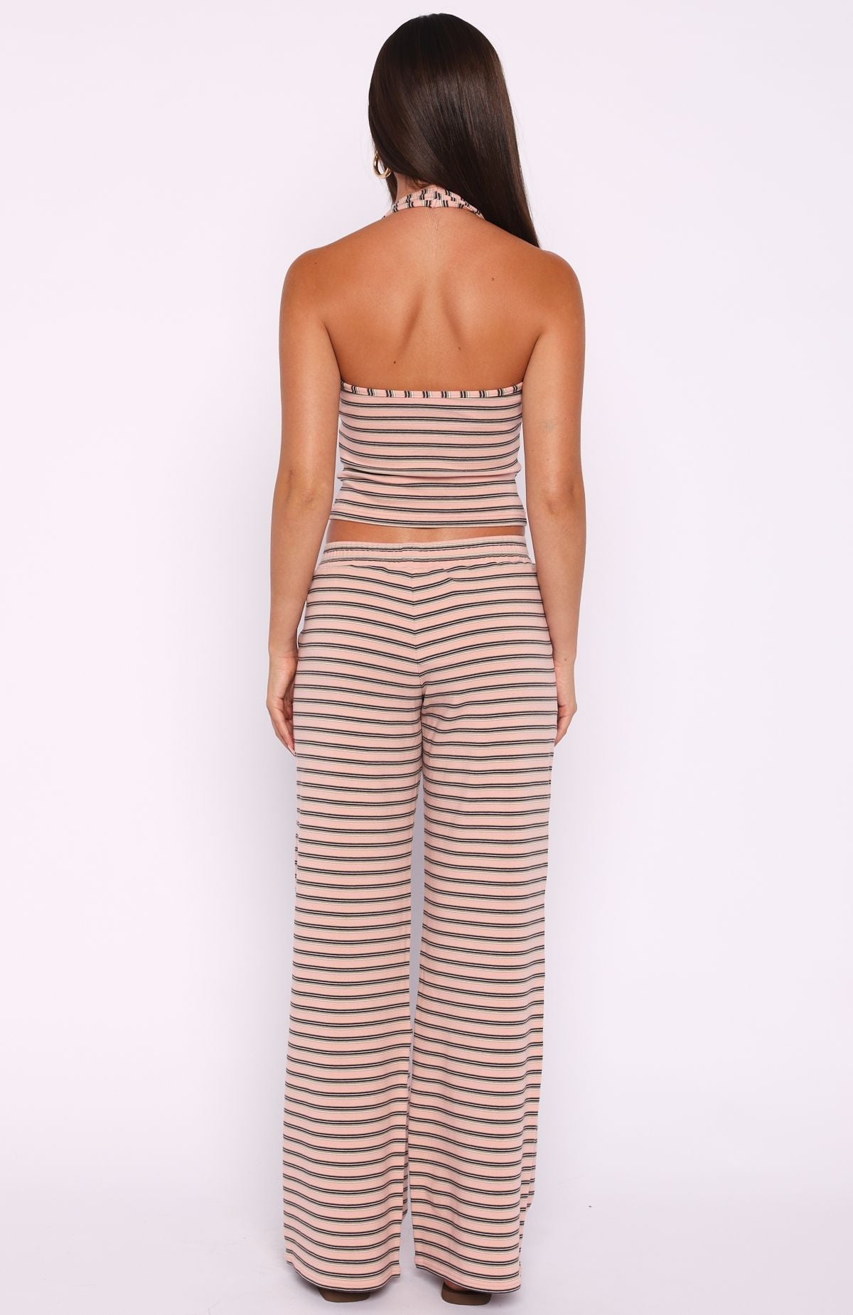 Looking Back Wide Leg Pants Pink Stripe