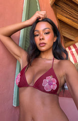 Yolanda Beaded Bikini Top Sangria