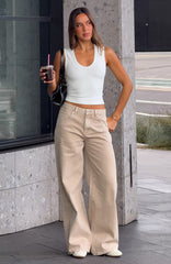 Just My Type Mid Rise Wide Leg Jeans Sesame