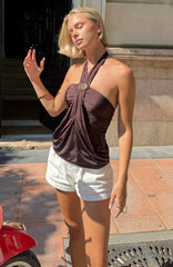 Heartbeat Edit Halter Top Chocolate