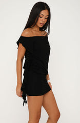 Keep You Guessing Off Shoulder Mini Dress Black