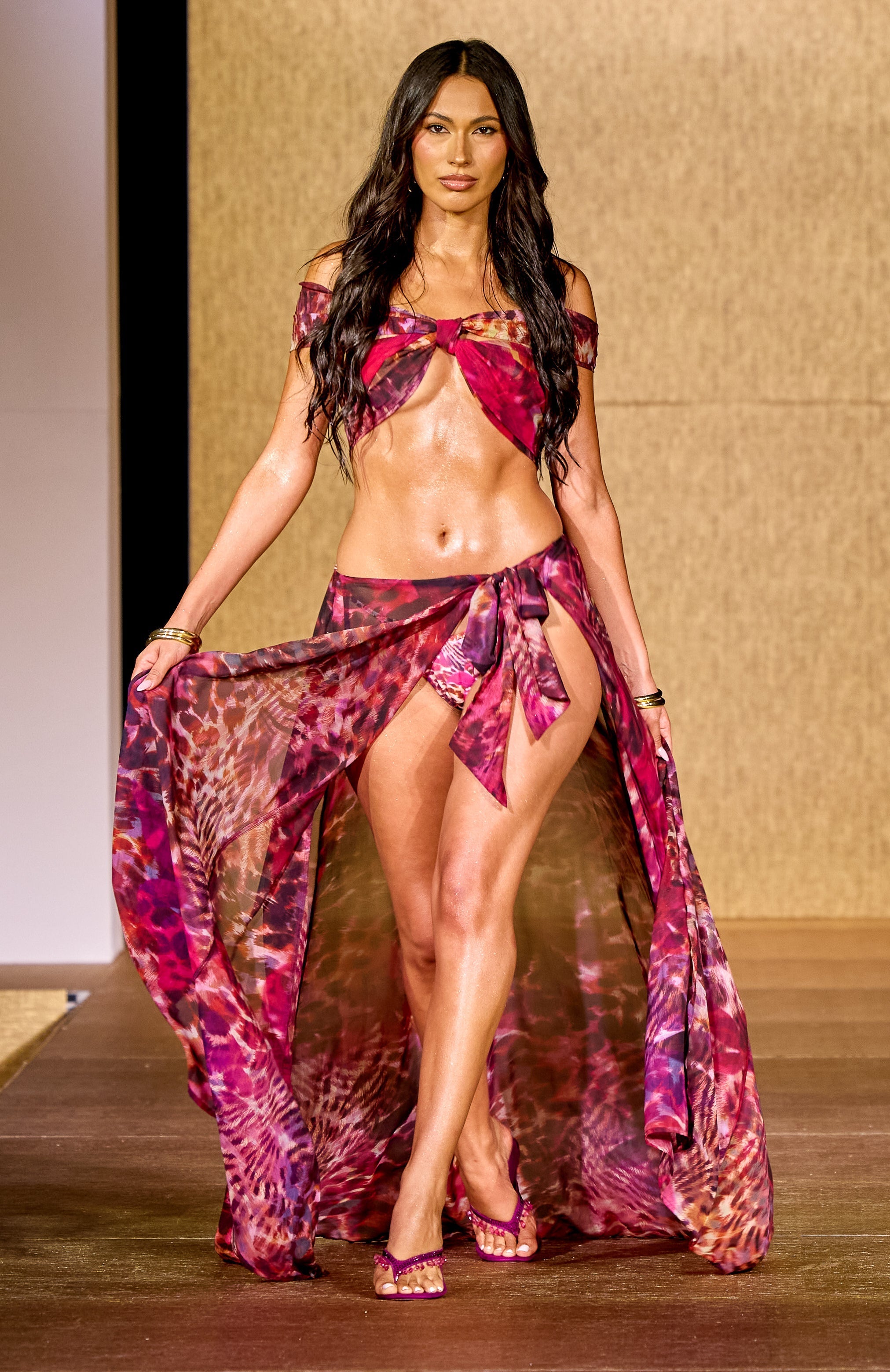 Frangipani Drift Maxi Skirt Electric Bloom