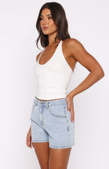 Maddy High Rise Denim Shorts Mid Blue Wash