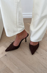 Lowanna Mules Chocolate Faux Suede