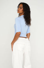 Quiet Crush 3/4 Sleeve Top Powder Blue