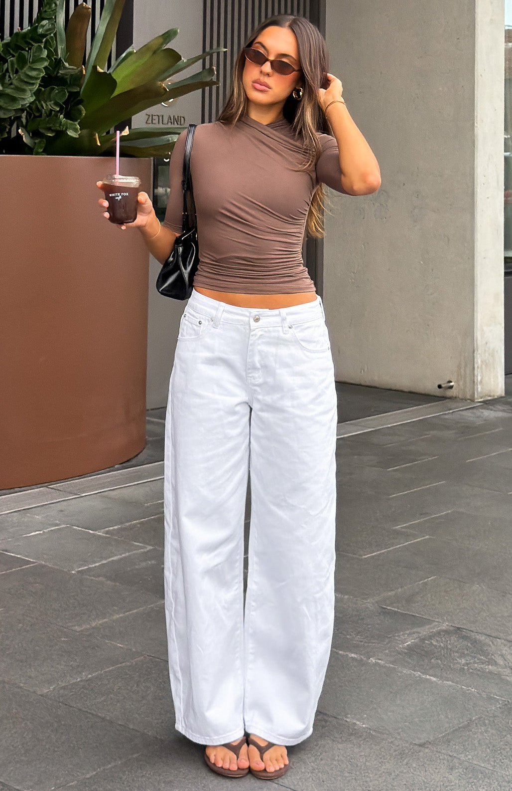 Not My Type Denim Low Rise Wide Leg Jeans White