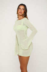 Stand And Stare Long Sleeve Mini Dress Pistachio