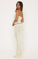 Star Shining Sequin Knit Maxi Skirt Lemon