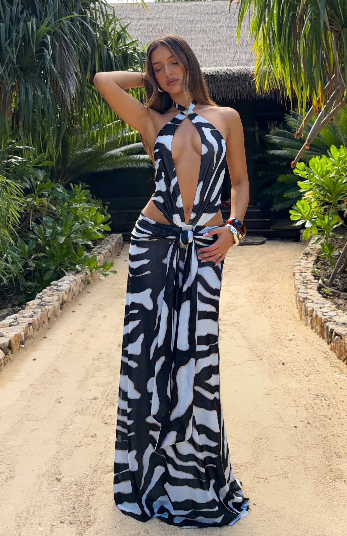 Tropic Isla Maxi Dress Blurred Noir