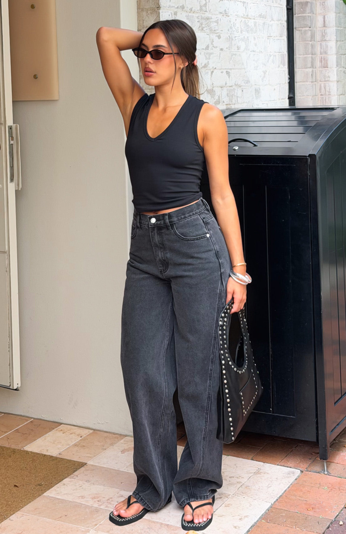 All Around You V Neck Tank Top Black