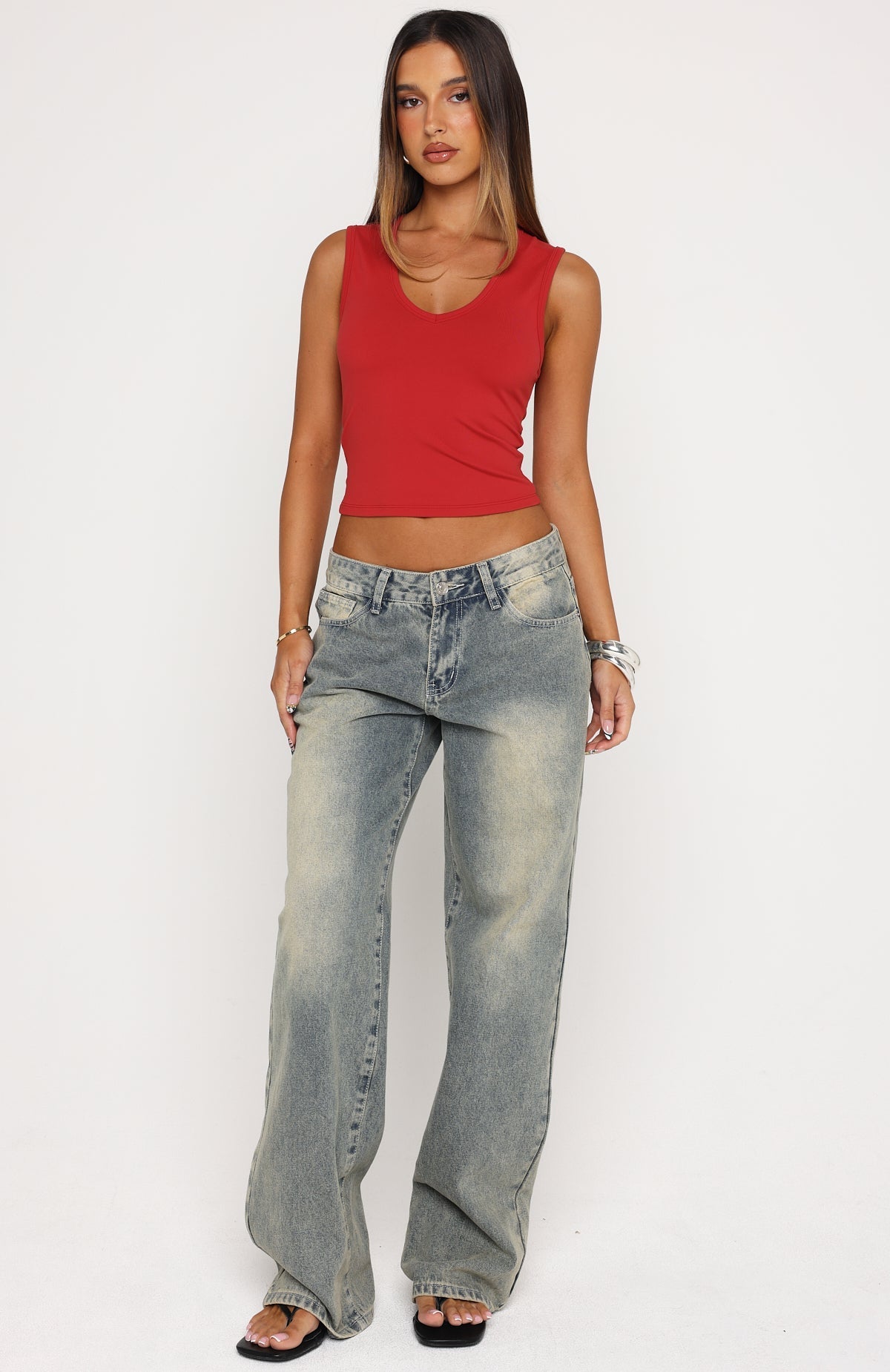 All Around You V Neck Tank Top Red
