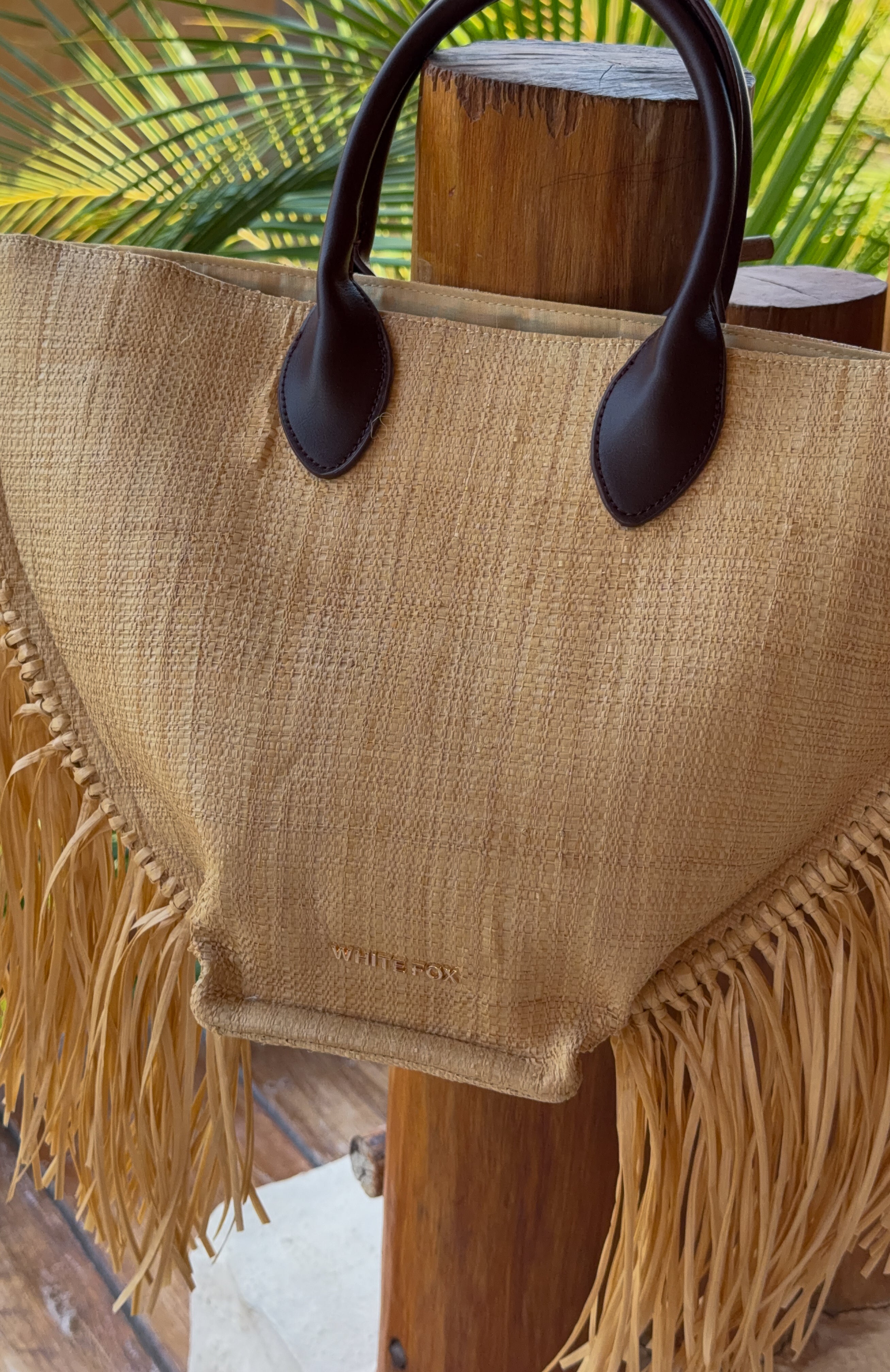 Aoife Top Handle Straw Bag Chocolate/Natural