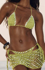 Nia Crochet Beaded Bikini Top Kiwi