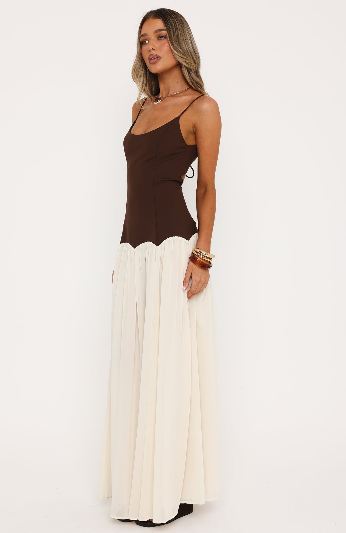 Be My Date Maxi Dress Chocolate/Cream