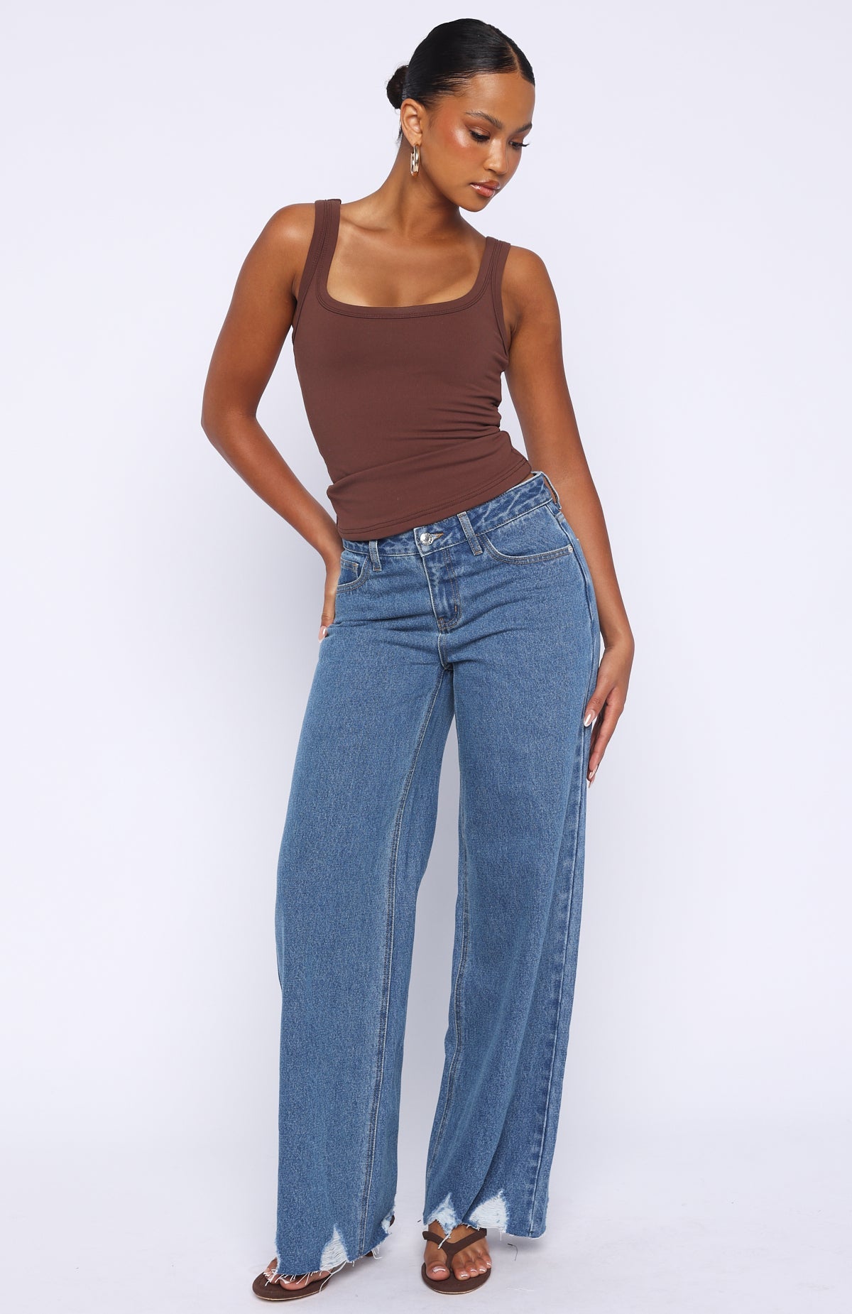 Big City Dreams Mid Rise Wide Leg Jeans Admiral Blue Wash