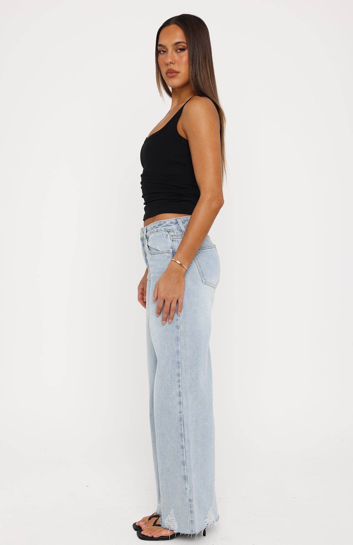 Big City Dreams Mid Rise Wide Leg Jeans Light Blue Wash