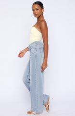 Born To Shine High Waisted Barrel Jeans Light Blue Wash