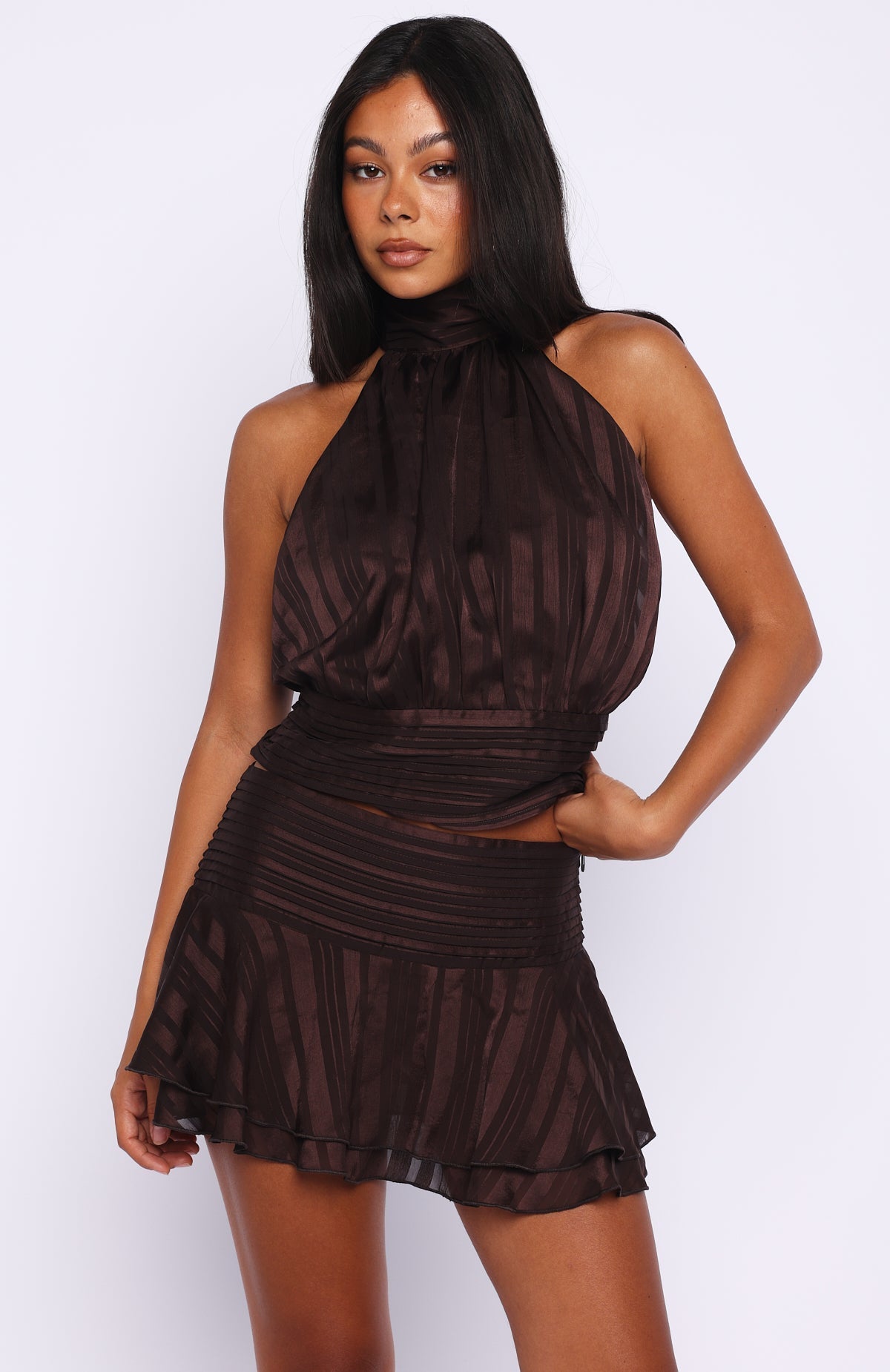 Brightened My Day Mini Skirt Chocolate